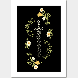 Floral Polyhedral Dice Sword Posters and Art